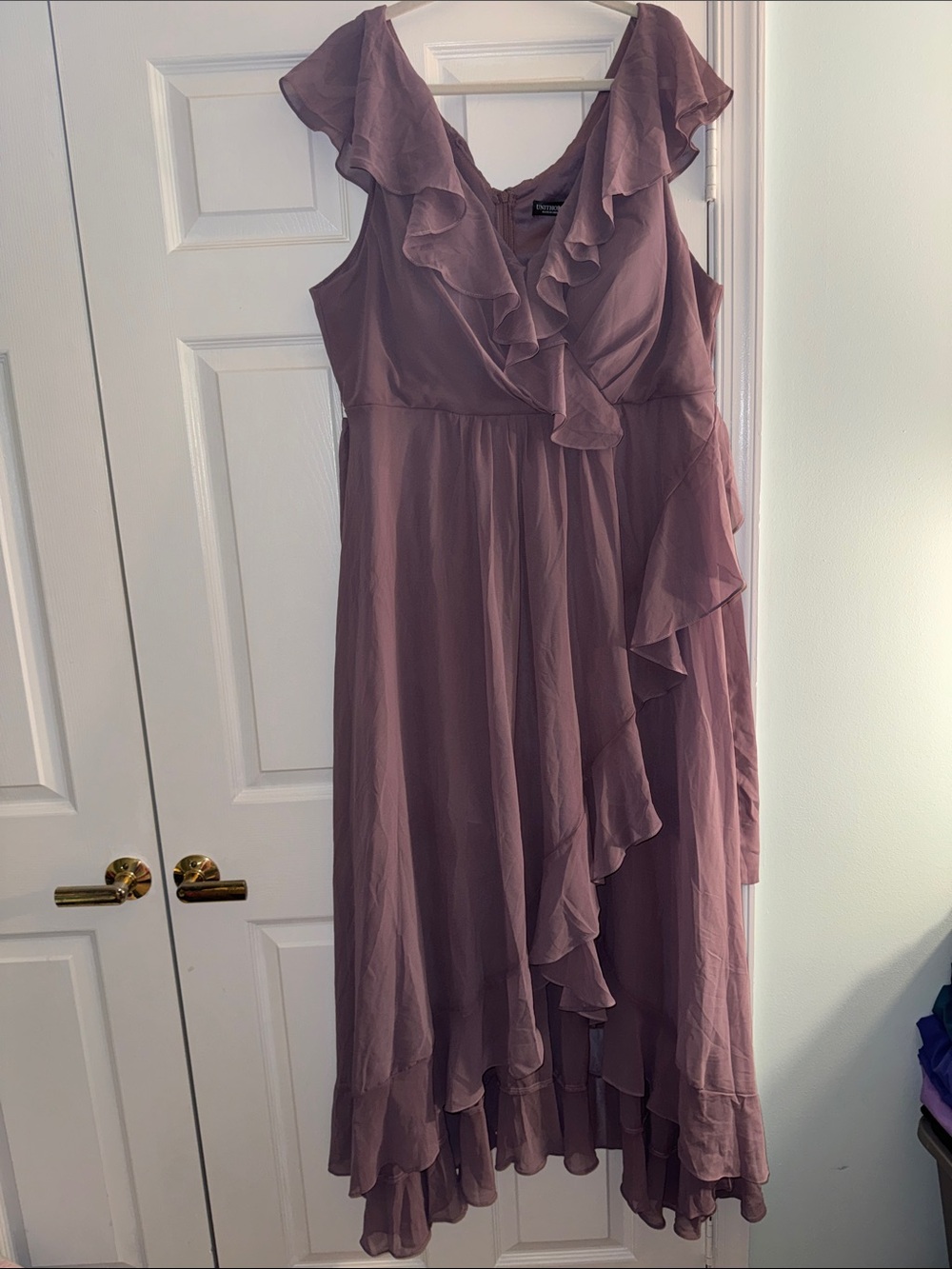 Sleeveless Mauve Pink Ruffle High-Low Dress